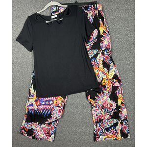 LASCANA NWT Short Sleeve Cutout Top and Paisley Wide Leg Pants Set Size 8